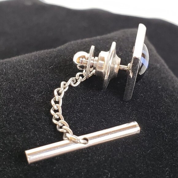 HICKOK Wrap Around Cuff Link Set Silver Blue - Picture 5 of 8